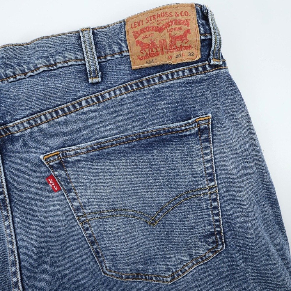 Levi Strauss 514 Straight Fit Blue Denim Stretch Jeans Mens 40x32